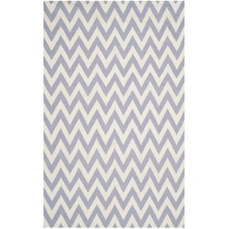 Safavieh 5 ft. x 8 ft. Medium Rectangle Contemporary Dhurries- Purple and Ivory- Hand Woven Rug DHU557J-5